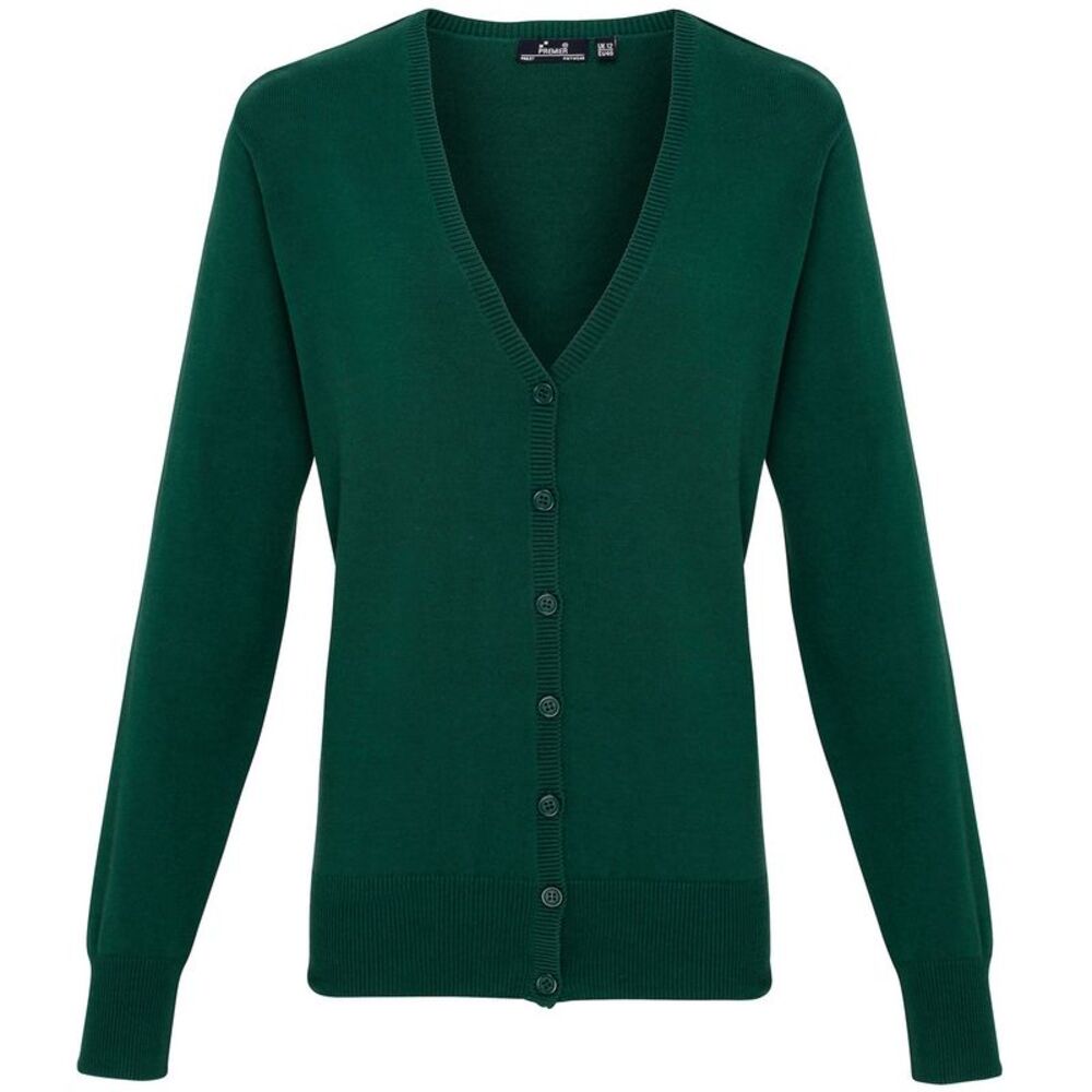 Premier Womens/Ladies Button Through Long Sleeve V-neck Knitted Cardigan / Bottl